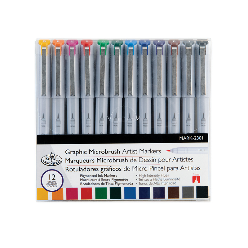 Royal Brush Set 12 Graphic Microbrush Pens Turners Art Supplies